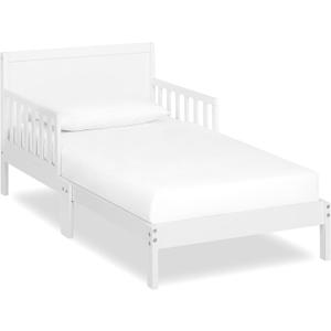 Dream On Me Brookside Toddler Bed, Low Floor Wooden Bed, Side Safety Bed Rails, GREENGUARD Gold & BSA Certified, Non-Toxic Paint Finish, New Zealand Pinewood, Up to 50 lbs - White, 53lx29bx28h inches