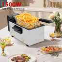 Pukomc Deep Fryer 3 Liter Capacity,1500W Oil Fryer with Adjustable Temperature,Viewing Window,Detachable Frying Basket,Made of Stainless Steel Material and Easy to Clean