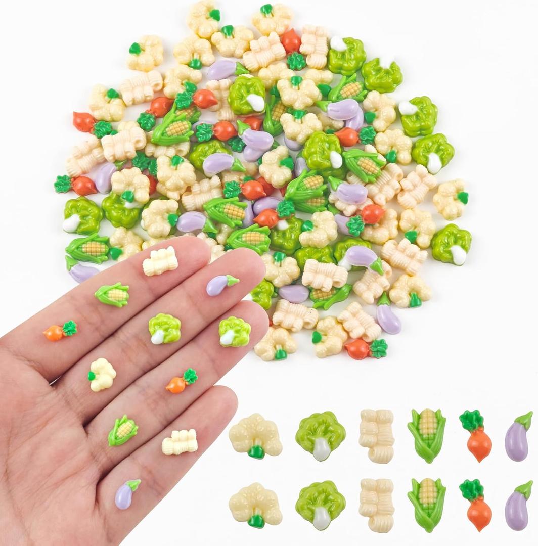 200 Pieces Tiny Vegetable for Dollhouse Miniatures Resin Food for Crafts Mini Vegetable Decor for Dollhouse Mini Kitchen Fairy Garden Micro Landscaping Decoration