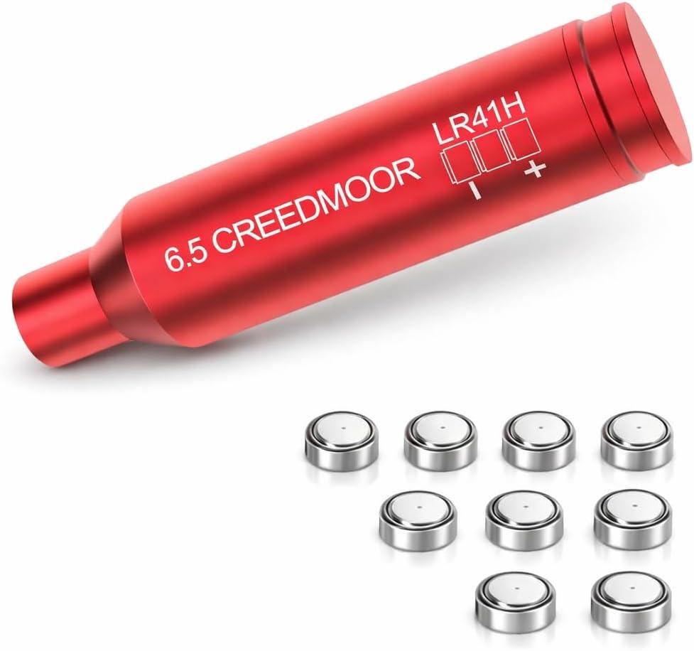 Gotical Red Laser Bore Sighter Compatible with Creedmoor 6.5 Cartridge, Boresighter Anodized Red Battery Included Cartridge Bore Sight