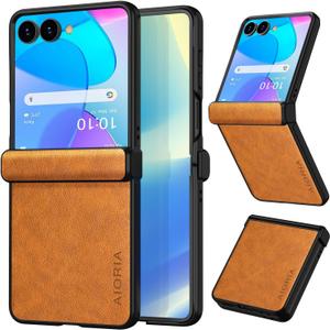 for Samsung Galaxy Z Flip 7 Case, Premium Leather Phone Cover Retro Design Full Protective Case for Samsung Galaxy Z Flip 7 Flip7 5G (Orange, Z Flip 7)