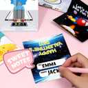 Swooflia 28 Pack Space Erasers Valentines Day Cards for Kids School Classroom Gifts-Mini Outersapce Items, Valentine Exchange Stationery Gift Set for Kindergarten, 1st Grade Class (Blue)