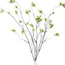 4Pcs 38" Artificial Ficus Branches Fake Greenery Stems Faux Ficus Twig Plants Green Fake Leaf Spray for Home Office Wedding Vase Filler Banquet Home Decor(Green)