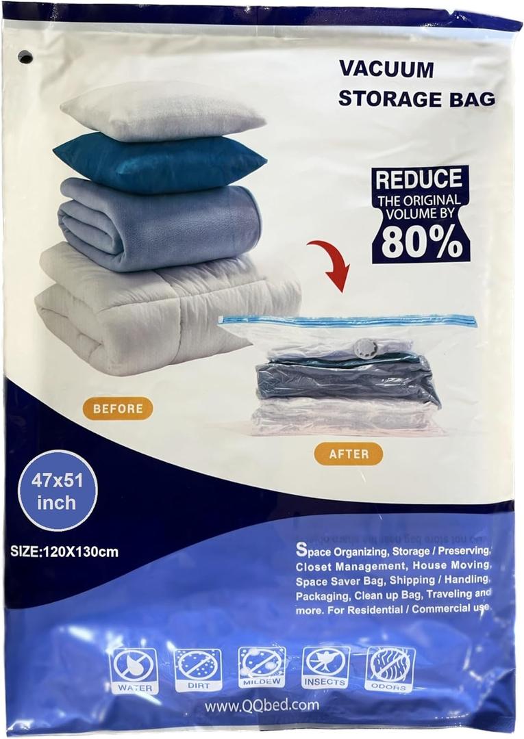 5 Super Jumbo Size 51"X47" Vacuum Storage Bags for Storage Organization