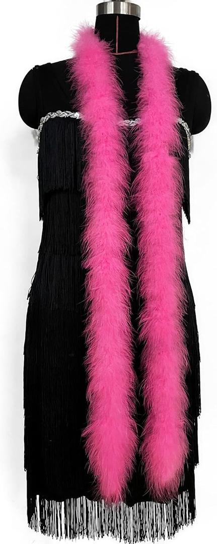 2 Yards 30g Fluffy Marabou Feather Boa for DIY Craft Sewing Trim Home Wedding Party Decoration-Pink