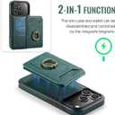 Wallet Case for iPhone 17 Pro, 2 in 1 Strong Magnetic Detachable, Shockproof Phone Case Compatible with MagSafe, Slim Leather Wallet RFID Blocking 5-Card Holder Ring Grip Stand (Green)