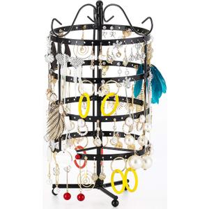 Sooyee Earring Holder Organizer,360 Rotating Earring Organizer,Jewerly Organizator 4 Tiers 144 Holes Earring Display Stands for Selling,Metal Jewlery Holder,Black