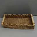 Upgraded Paper Rope Scalloped Edge Toilet Paper Storage Basket, Small Living Room, Bedroom Decor Baskets for Over Toilet Storage Shelf, End Table, Shelves and More, with 2 Wooden Handle (Neutral)