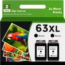 63XL Black Ink Cartridge Replacement for HP 63 XL 2 Pack for HP63 HP63XL for 4650 3830 5255 4520 4655 5222 5200 5258 5212 3632 5252 4652 4510 3631 3630 1112 2130 4512 2132 3634 5260 3833 4654