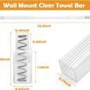 Towel Bar Replacement Rod 24 Inches Bathroom Towel Rack with Adjustable Spring End Wall Mount Replacement Towel Bar for Ceramic Holder Bathroom and Kitchen Towel Rod Storage (Clear Towel Holder)