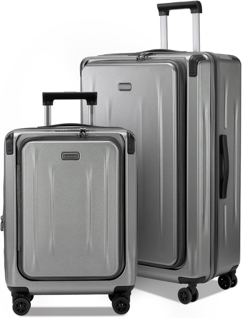 Premium Carry On Luggage, 20Inch&29 Inch Top Opening Airline Approved ABS+PC Hard Shell Suitcases with Silent Wheels, TSA Lock,Front Pocket and Wet-dry Separated Six-piece Set (Dark Grey)