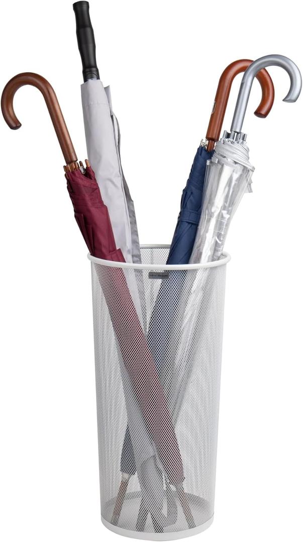 Mind Reader Umbrella Stand Wrapping Paper Holder, Entryway, Metal Mesh, 1-Pack, White