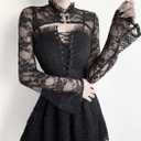 Bolero Shrug Top Trad Goth Black Shawls and Wraps for Evening Dresses Short Cardigan (Black, M)