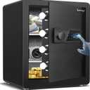 Kavey 2.0 Cub Biometric Safe Box, Fingerprint Safe with Backlit Touch Screen Keypad and Dual Alarm System, Steel Security Lock Box With Mute Function and LED Light, 12.59"D x 14.96"W x 17.72"H