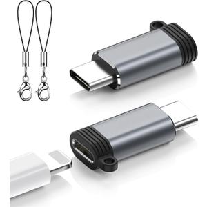 Lightning to USB C Adapter 2 Pack, Fast Charging & Data Sync for iPhone 15/16/17 Pro/Pro Max, Charger Adapter Accessory (Not for Audio/OTG) (Grey)