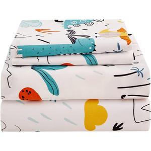 JSD Dinosaur Kids Sheet Set Twin Size, 3 Piece Dino Pattern Microfiber Bed Sheets for Boys Girls Deep Pocket JSD Dinosaur Kids Sheet Set Twin Size, 3 Piece Dino Pattern Microfiber Bed Sheets for Boys Girls Deep Pocket