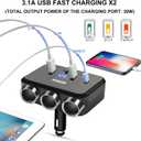 Cigarette Lighter Splitter, 12V/24V Vehicles Adapter Charger with QC 3.0A Dual USB and PD Type-C, Cigarette Lighter Adapter with LED Voltage Display and Independent Switch