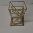 MyGift Modern Pizza Pedestal Stand, Twisting Geometric Brass Tone Metal Racks, Tiered Abstract Food Display Stands, Dessert Serving Risers for Cupcakes, 3-Piece Set