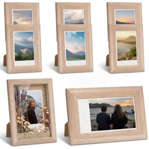 Bucherry 6 Pcs Mini 2x3 Photo Frame Small Wooden Shadow Box Picture Frame Compatible with Fuji Instax Mini 12/11/evo/41/40/99/se/9/8/7 3 Inch Film Tabletop Wall Home Decor Memories Gift (White Oak)