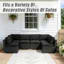 14 Pcs Patio Cushion Covers Replacement Outdoor Couch Cushions Covers Splashproof Sofa Slipcovers Set with Zippers,Patio Furniture Protector, Couch 3 Sizes, Covers Only (Black)