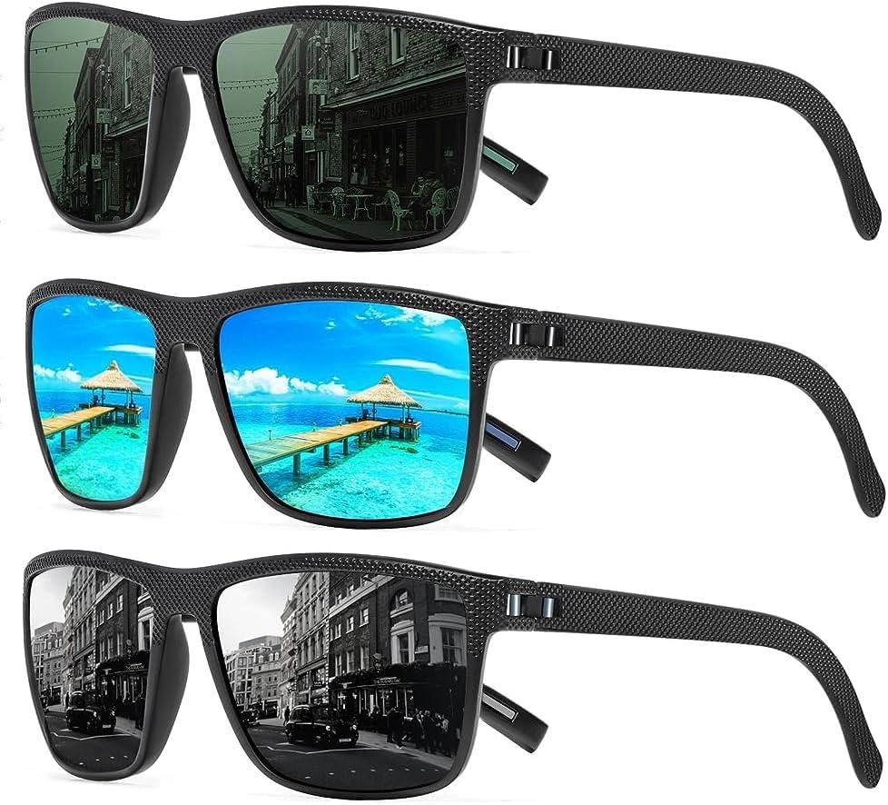 Square Polarized Sunglasses for Men and Women Lightweight Frame Sun Glasses with UV Protection