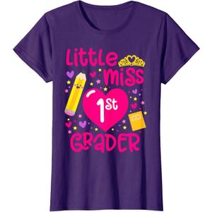 Little Miss 1st Grader 1st Grade Girl First Day of School T-Shirt, S