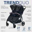 Valco Baby - Trend Duo Double - Side by Side Double Stroller for Newborn and Toddler - Easy Compact Fold, Multi-Position Recline, Large Canopy Infant Twin Stroller 2025 (Night Black)