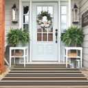 IOHOUZE Black and Tan Striped Rug 4'x6' Front Door Rugs Outdoor, Washable Area Rug for Double Front Porch, Large Patio Rug Outdoor Indoor, Doormat for Entryway Porch Entrance