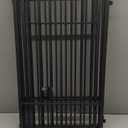 SNUOWU Full Metal Freestanding Dog Gate with Door, 36''Height Foldable Pet Dog Fence for Indoor & Outdoor, 4 Panels Extra Wide Free Standing TallDog Gates for Doorways,House,Stairs,Porch,Deck,Yard (Black)