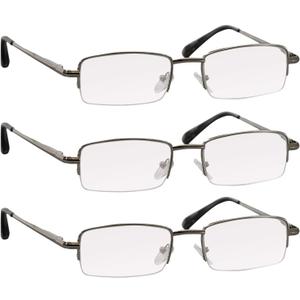 TruVision Readers 3 Pk - Metal Frames OTC Reading Glasses - Silver 1.00