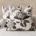 Foindtower Set of 2 Linen Floral Vintage Throw Pillow Covers Neutral Accent Print Decorative Cushion Covers Farmhouse Boho Home Decor for Sofa Chair Couch Bedroom Living Room,2222 Inch,Black