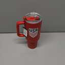 Logo Brands Soccer 40 oz Tumbler with Handle - Powder Coated-Stainless Steel with Straw  Leak-Resistant, Keeps Drinks Cold  Everyday Use  Great For Soccer Fans (USA)