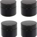 4 Packs 50ML/1.7 OZ Black Glass Travel Size Storage Jar UV Protection Smell Proof Tea Coffee Jars