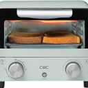 COOK WITH COLOR Mini Toaster Oven: 600W Power, Precision Timer, Auto Shutoff, and Culinary Delights Up To 450 Degrees, Sage