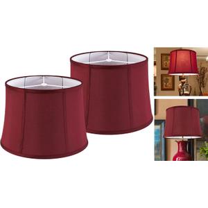 GOSO Burgundy Lamp Shades for Table Lamps and Floor Lamp,12x14x10 inch Spider Lamp Shade for Bedroom Decoration Replacement Lampshade Red Vintage, Drum Faux Silk Handcraft,Easy Assembly(Set of 2)