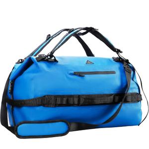 Haimont Large Waterproof Duffel Backpack Roll-Top Heavy Duty Dry Duffle Bag for Boating, Travel, Motorcycle, Kayaking, Camping, 60L (Blue)