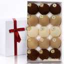 15PCS Velvet Flocked Christmas Ornaments, 3.15" Shatterproof Balls for Xmas Tree Decor, Elegant Luxury Holiday Ornaments (Brown, Light Coffee, Beige)