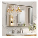 LOAAO 48X30 Inch Brushed Nickel Bathroom Mirror, Rounded Rectangle Silver Metal Frame Mirror, Brushed Nickel, Anti-Rust, Shatter Proof, Hangs Horizontally or Vertically