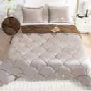 Sherpa Comforter Set King Size 95 * 86", All Season Soft Warm Fleece Spring Fall Blanket Filled with Lightweight Microfiber, with 2 Pillow Sham