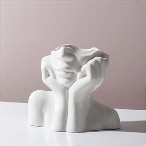 White Face Vase Unique Ceramic Vase for Home Decor