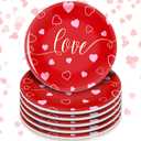 6 Pack 6 Inch Valentine's Day Love Ceramic Plates Pink Heart Tableware Plates Reusable Dinnerware Dessert Plates for Valentine's Day Celebration Wedding Party Supplies