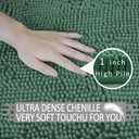Bathroom Rugs 47x17,Super Absorbent Soft,Thick,Machine Washable Chenille Bath Mat,Non Slip Toilet Floor Rug,Bath Mats for Bathroom Floor, Home Decor Accessories,Dark Green