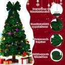 26 PCS Christmas Velvet Ornaments Decor Kit - Tree Toppers Bow, Ribbon, 12 Flocked Christmas Balls & 12 Artificial Magnolia Flowers for Green Holiday Xmas Tree Decorations (Green)