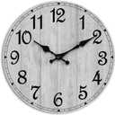 HYLANDA Wall Clock, Rustic Wall Clocks Battery Operated Silent Non Ticking, Country Round Wooden Clocks Farmhous Wall Decorative for Kitchen, Bathroom, Living Room (Gray 8 Inch) (C-grey Retro)