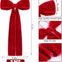 Daifunli 8 Pcs Extra Large Valentines Day Velvet Bows, 17.7 x 8.7 Vintage Raw Edge Ribbon Swag Bows for Romantic Home Decor, Door Wall Mantel Hanging Decorations(Red,8.7 x 17.7 x 3 in)