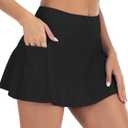American Flag 4th of July Skirt Womens High Waisted Swimsuit Cover Up Skirt Bikini Bottoms with Side Pocket (X-Large, Black)