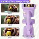 Kids Microscope - Mini Handheld Microscope for Kids, Portable Pocket Digital Toys for Girls Boys Birthday (Purple)