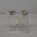 2 Pack 2 Liter/68 oz Square Glass Pitcher with Lid, Classic Stripes Water Pitchers with Handle for Fridge, Large Jug for Iced Tea, Coffee, Borosilicate Glass Carafe for Hot/Cold Brew Drink, Gold