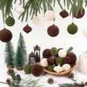 Ouddy Party 30PCS Velvet Christmas Ball Ornaments Set, Flocked Neutral Shatterproof Plastic Assorted Christmas Decorations, Large Hanging Balls Ornaments for Xmas Tree Wreath Home Party Holiday Decor