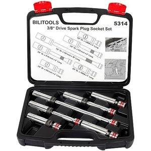 BILITOOLS 6 Piece 3/8-Inch Drive Magnetic Swivel Spark Plug Socket Set-includes 9/16-Inch, 5/8-Inch, 14mm, 16mm Socket & 3/8-inch Drive with 6-Point and 12-Point, CR-V